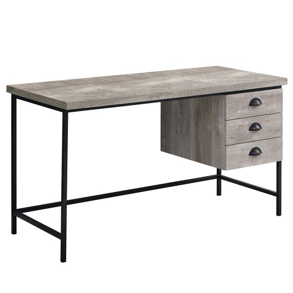 Computer Desk, Home Office, Laptop, Storage Drawers, 55"L, Work, Metal, Laminate, Beige, Black